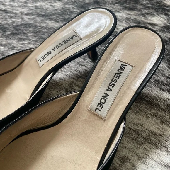 Vanessa Noel Black Suede Kitten Heel Mules - Picture 5 of 13